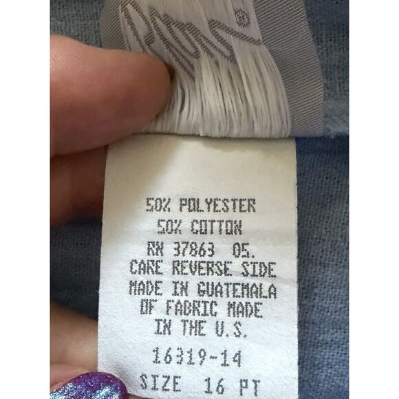 Blair chambray pull on pants light blue drawstring elastic waist pockets 16PT - Picture 3 of 7